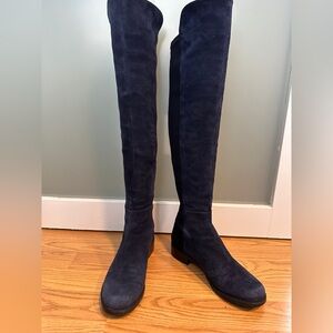 Genuine Stuart Weitzman 5050 Navy Blue suede Over the Knee Boots 7 M